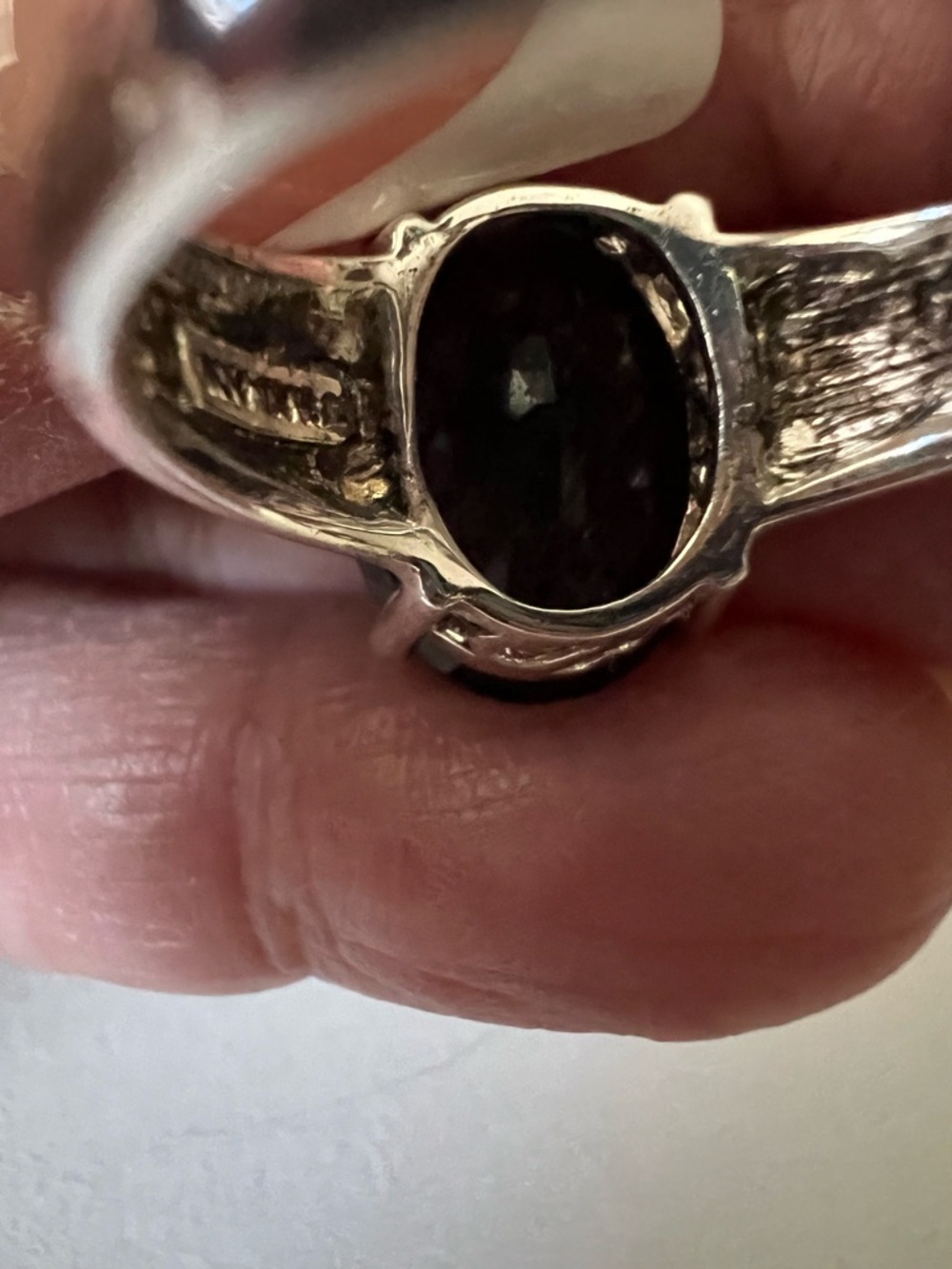 Vintage Leopard Print 925 Sterling Silver Smoky Quartz Oval Ring - Picture 8 of 8